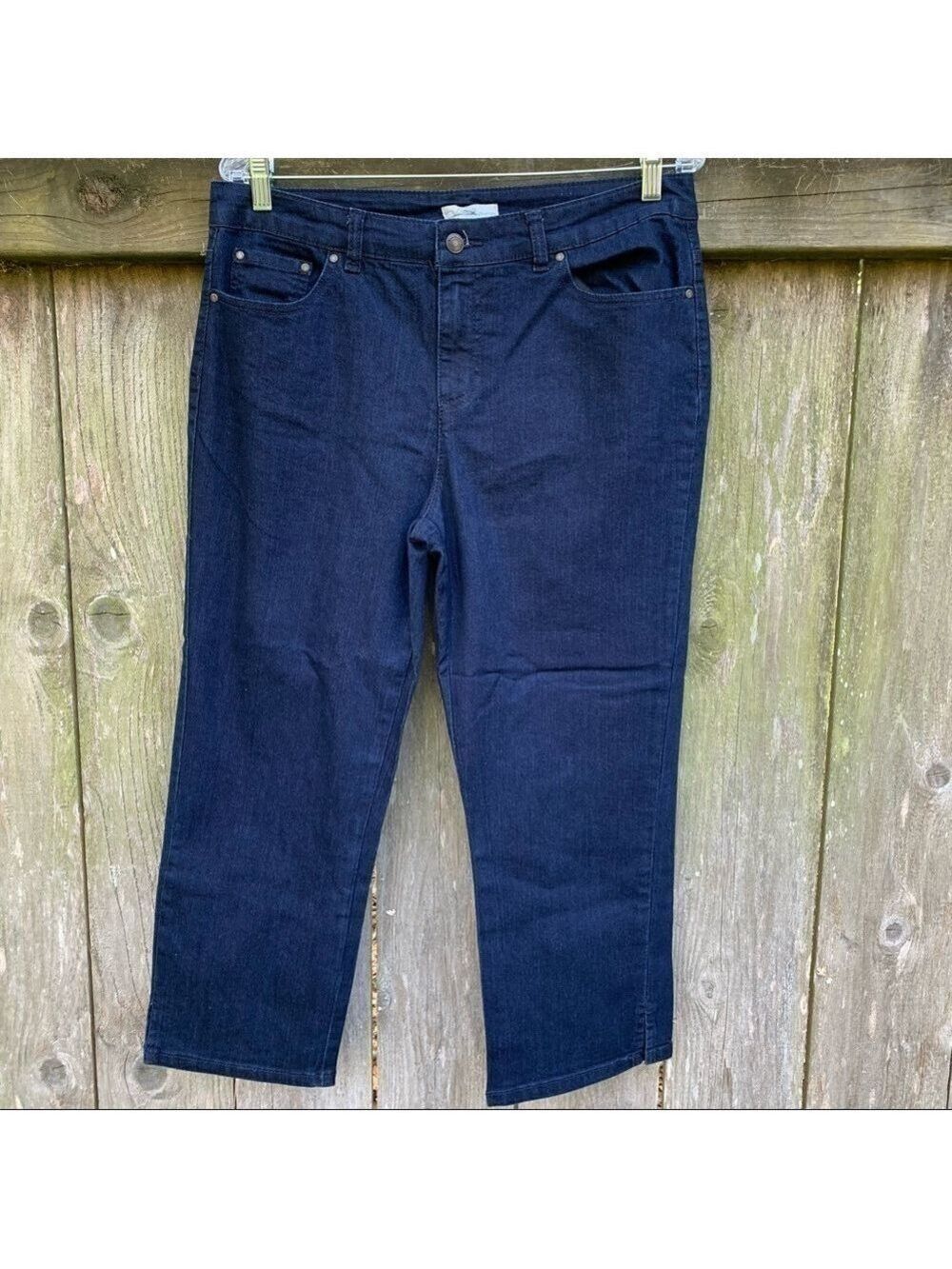 JACLYN SMITH Dark wash stretch denim cropped jeans capris five pocket classic